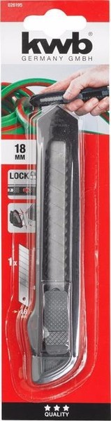 Kwb Hobby Abbrechklingenmesser Cuttermesser Mit Festestellfunktion 18 Mm Eckig-image