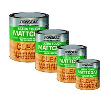 Ronseal Paint  MATTCOAT Ultra Tough Varnish  Quality Clear Varnish  4 Sizes