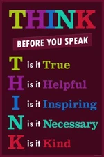 Classroom Sign Think Before You Speak School Rules Art Print Poster 16x24
