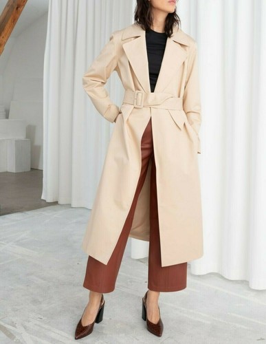 Belted Cotton Trench Coat Cream 