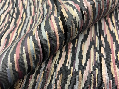 Harlequin Striking Geometric Strie Cut Velvet Fabric- Nuru / Heather Berry 2 yds