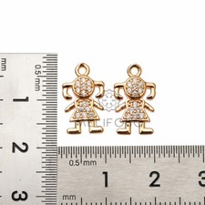 10pcs CZ Micro Pave Boy and Girl Pendant,Cubic Zirconia Earring Necklace Charm