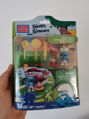 Mega Bloks The Smurfs Puff Baker Schlumpf 10737 24pcs Retired rare new & sealed set