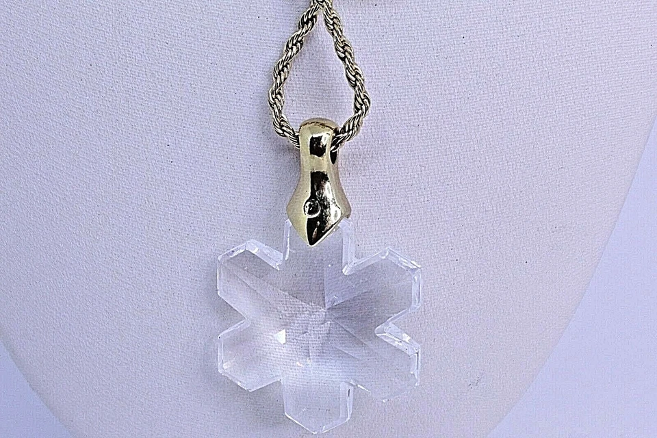 Collar Swarovski Copo de Nieve Cristal Chapado en Oro 34" N48 Foto 2 de 2