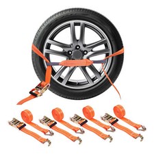 4x 35mm Autotransport Spanngurt Radsicherung Zurrgurt PKW Trailer KFZ Reifengurt