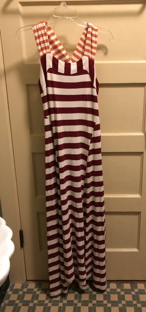 anthropologie red and white striped dress By Anthropologie Sleeveless Gingham Midi Dress