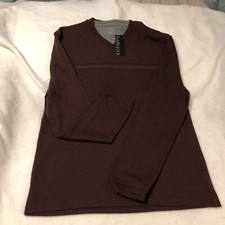 Men's Van Heusen Burgundy Long Sleeve Vee Neck Pullover - Size Large