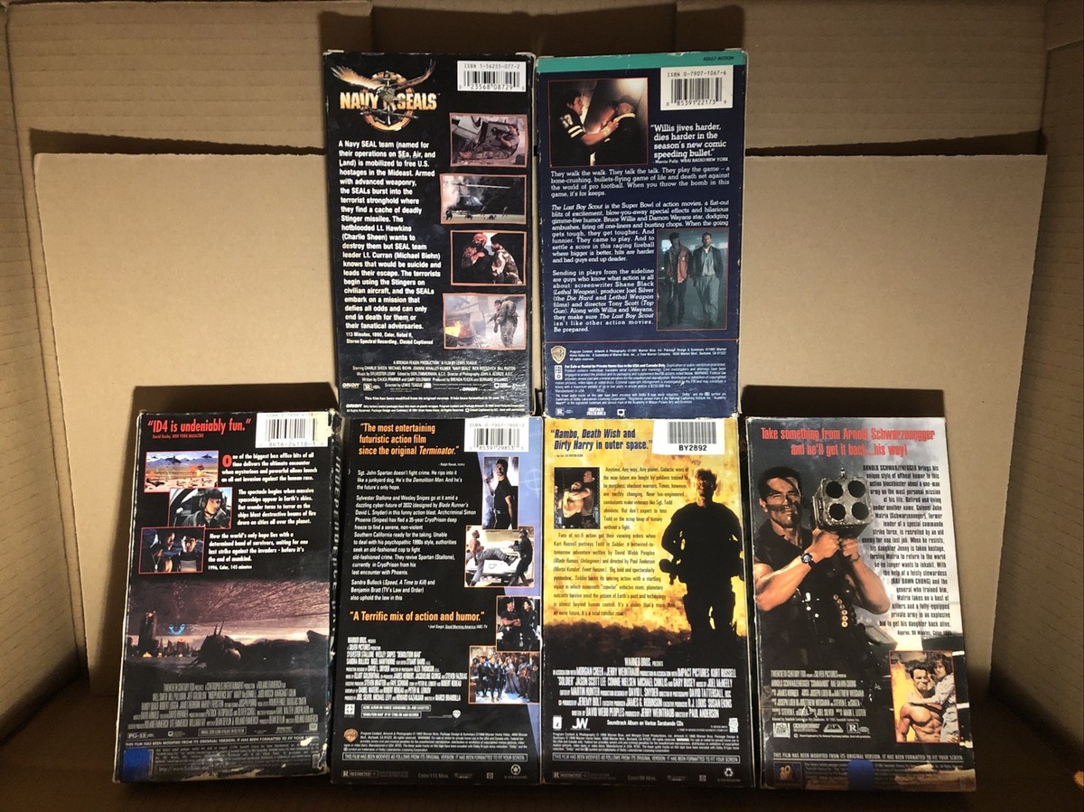 VHS Action Lot of 6 Manly Movies Navy Seals Commando Demolition