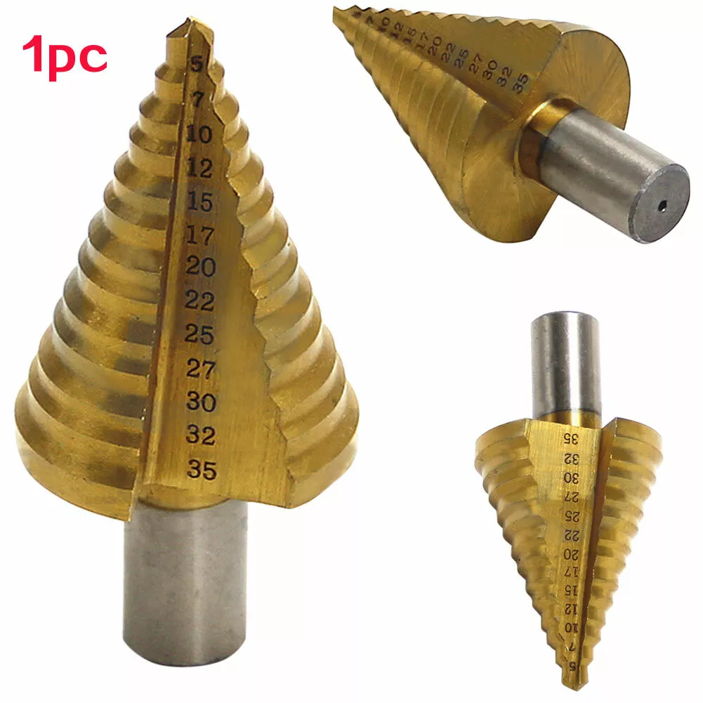 5 35mm HSS Titanium Round Shank Step Cone Drill Bit Hole Saw