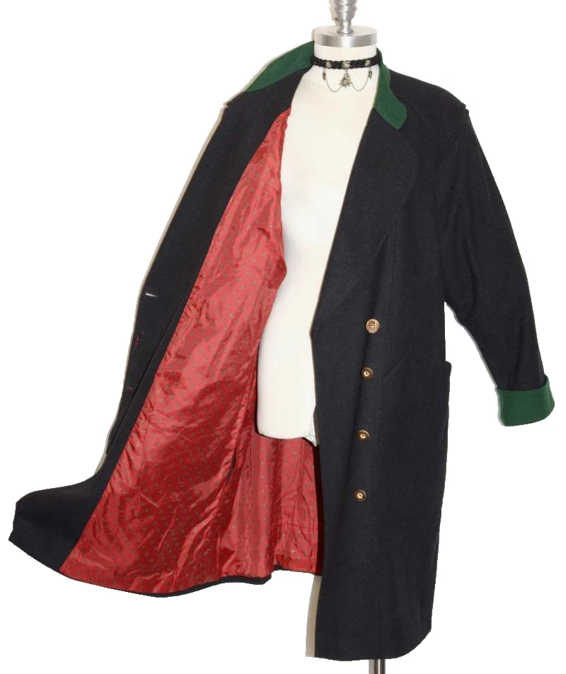 XL B48" LODENFREY NEGRO LANA HERVIDA Sobre Abrigo Austria Mujeres INVIERNO Paseo Coche Cálido Foto 4 de 4