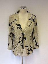Noa Noa Black & Cream Flower Cotton Tie Front Jacket Size L