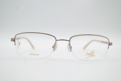 Vintage Safilo Glamour 53 Gold Light Brown Half Rim Glasses Frame NOS