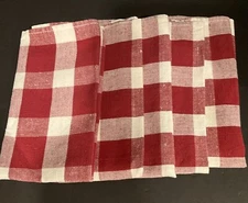 VTG  COLONIAL WILLIAMSBURG Red Tavern Checked Napkin  16x16” Set Of 5