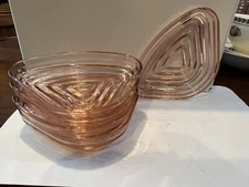 Princess Pink Manhattan Anchor Hocking Set Of 5 Relish Dishes