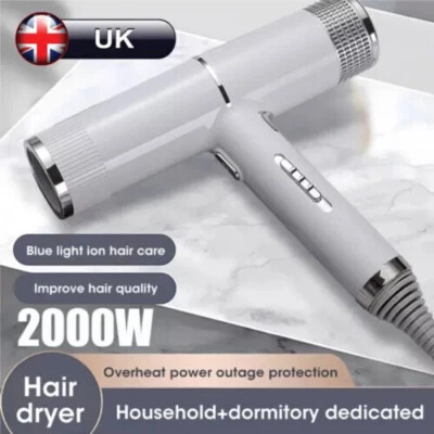 2000W Pro Hair Dryer Fast Drying Ionic Hairdryer with Diffuser Hairdryer Uk Plug