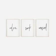 Bathroom Prints, Set Of 3, Wall Art, Home Decor, Bathroom Decor, Relax S