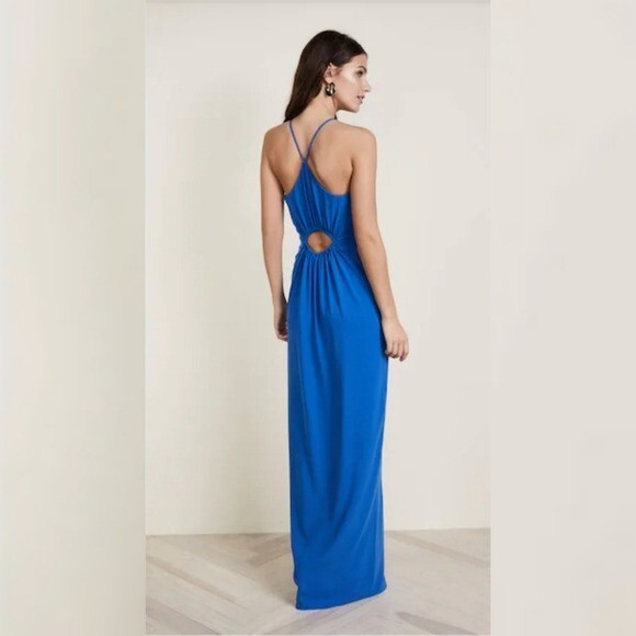 halston heritage dress blue Halston Heritage Blue Structured Faille Dress Sz 0 Notch Neck Women's New