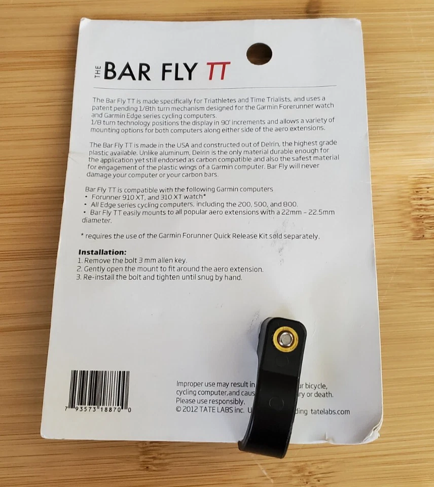 Soporte de montaje de manillar de computadora Barfly 1/8 giro Garmin 22,2 mm TT Tri Bars negro Foto 3 de 4
