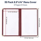 WeChef 30PC Restaurant 8.5x14 Menu Cover Trifold 6 View 3 Page Book Burgundy — photo 5
