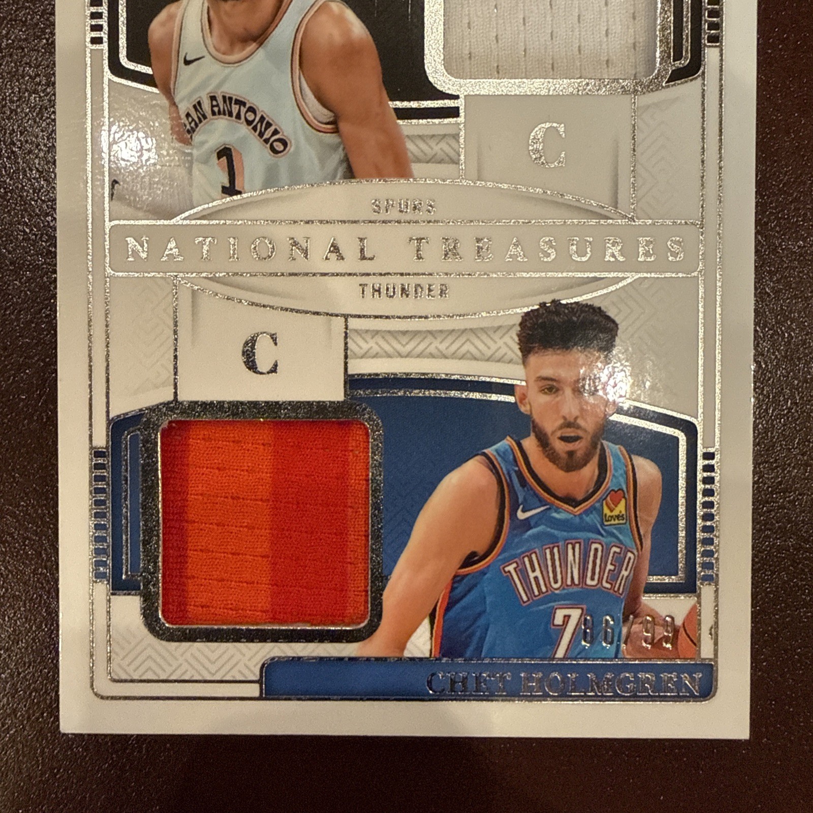 Wembanyama/Holmgren 2024 National Treasures Matchups Dual Patch - Game Worn /99 view 3