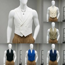 Man Formal Waistcoat Business Wedding Casual Double Breasted Suit Vest Slim Fit
