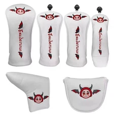 Golf club cover, red devil Halloween gothic style, universal wooden club cover