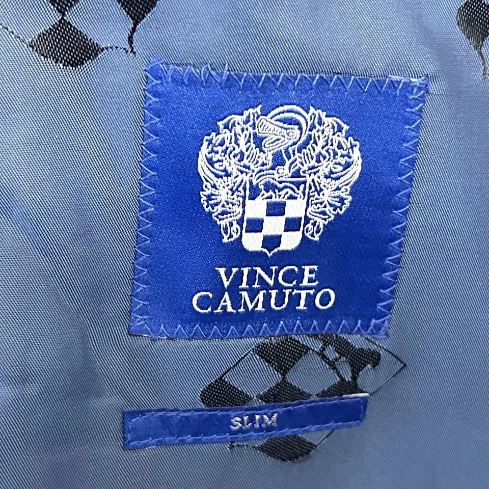 Abrigo deportivo Vince Camuto 42L ajustado azul marino dos botones doble ventilación mezcla de polietileno Foto 3 de 4