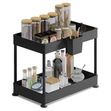 2-Tier Under Sink Organizer   Sliding Storage Rack  Kitchen Bathroom