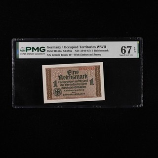 1940 45 Germany/Occupied Territories WWII 1 Reichsmark P R136a PMG 67 EPQ UNC