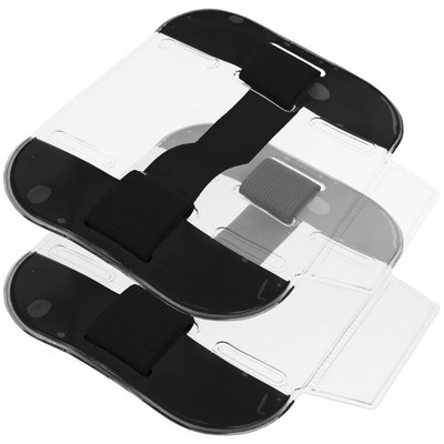 2 Pcs Arm Band Id Holder Card Protector Sleeves Badge Cover Tool