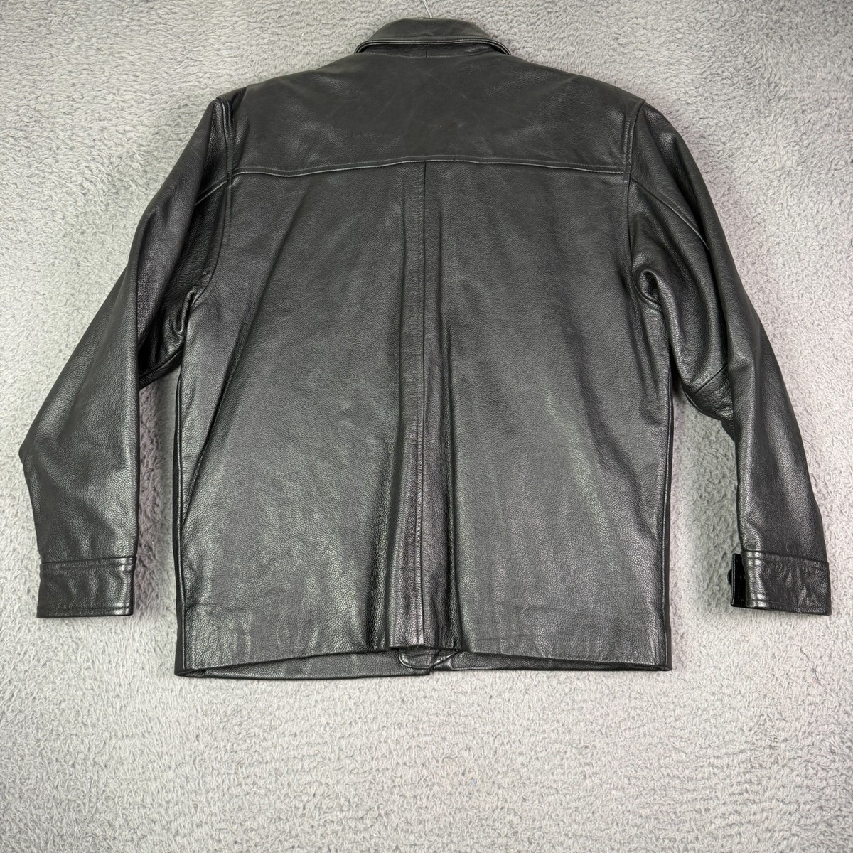 Vintage Gap Leather Jacket Mens S/M Black Bomber Zip Biker Quilt