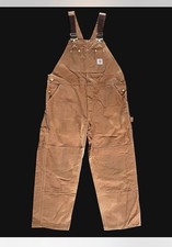 Vintage 80 s early 90 s Carhartt double-knee bib overalls in brown canvas 44x30