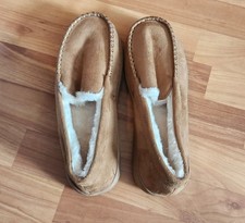 Women  s Moccasin Slippers Size 9 Tan Faux Fur Lined House Shoes Comfort Slip On
