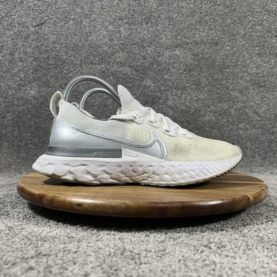 Nike React Infinity Run Flyknit CD4372-101 Womens Sz 7.5 White Silver Shoes Used