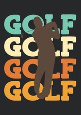 Notizbuch A4 kariert Softcover Vintage Golfspieler Logo Retro 120 Seiten DIN A4