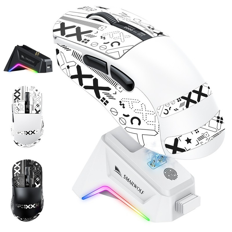Gaming Mouse Bluetooth 2.4G Wireless Wired + Magnetic Charging Dock for PC MAC