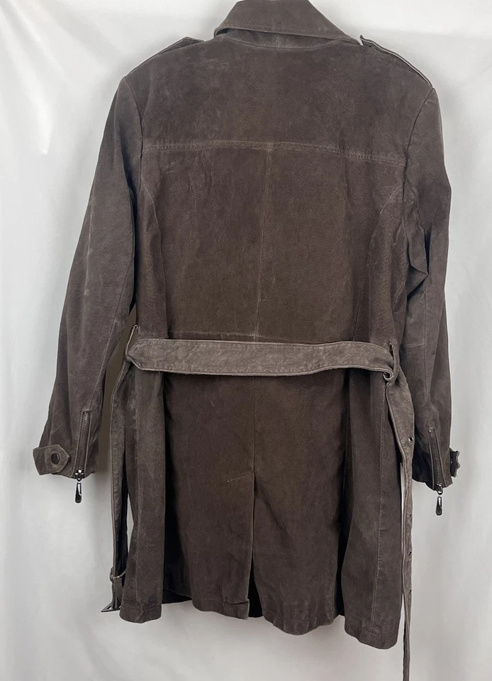 Gabardina de Colección Bradley Bayou Marrón Gamuza Cuero Cinturón Y2K Prendas Exteriores Talla S Foto 3 de 4