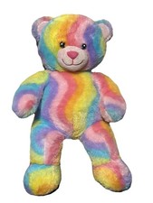 2012 Build A Bear BAB Rainbow Plush Stuffed Animal 17" Tie Dye Teddy Bear Pride