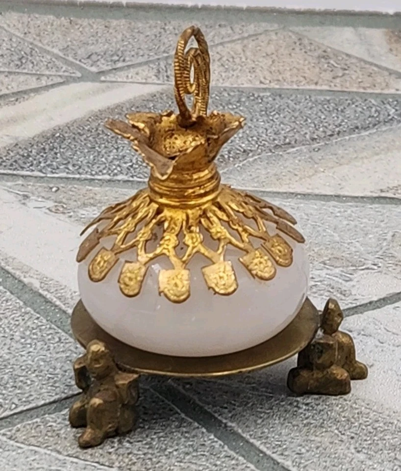 French PALAIS White Opaline Glass Perfume Bottle Ewer Miniature Read Description - Image 2 of 4