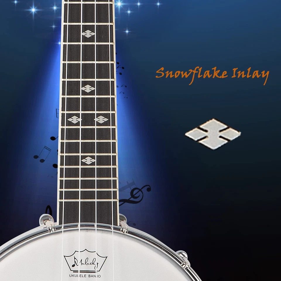 Ukelele Banjo 4 Cuerdas | Banjolele 23" Madera Sapele con Cabeza Remo y Correa de Nylon... Foto 2 de 4