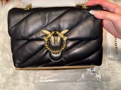 PINKO Love Puff Damentasche - Black/Antique Gold Soft GESCHENKIDEE 18 Mädchen