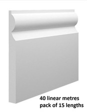 15 lengths x Skirting MDF White Primed Torus 145mm x 18mm x 2700mm