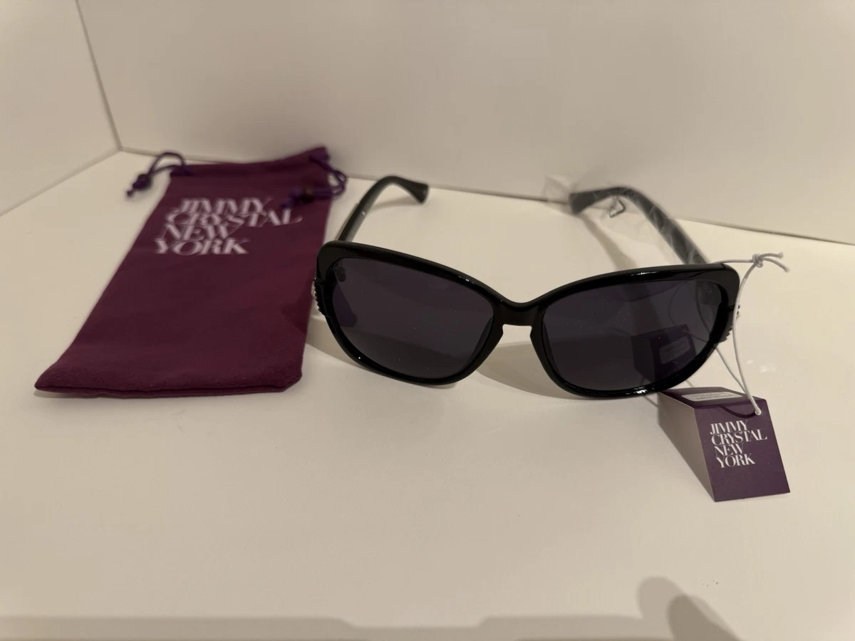Vintage Jimmy Crystal New York Black Cat Eye Sunglasses - EUC - So Glamorous! JIMMY CRYSTAL NEW YORK SUNGLASSES, BROWN AND BLACK – Back 2  main image 3