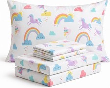 Rainbow and Unicorn 3 Pieces Twin Bed Sheet Set Super Soft Premium Bedding for