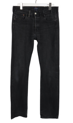 PAUL SMITH Jeans Herren W33 Schwarz Denim Tapered Whiskers Knopfleiste
