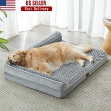 Orthopedic Egg Foam Dog Bed L-Shaped Waterproof Non-Slip Removable Cover New