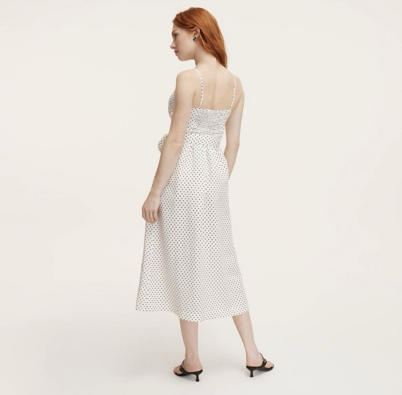 Kate Spade New York Women's Mini Polka Dot Tie-Waist Midi Dress Black MEDIUM M thumbnail 2