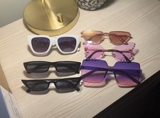 Women's Fashion Sunglasses Lot of 6 Multicolor Assorted Styles Plastic Metal