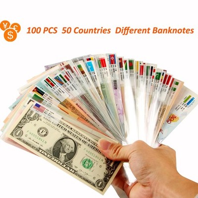 100PCS Different World Banknotes UNC Currency Paper Money set From 50 Countries