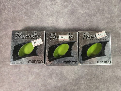 (3) Mehron Paradise AQ Lime Water Activated Face and Body Make Up NEW 1.4 oz 40g